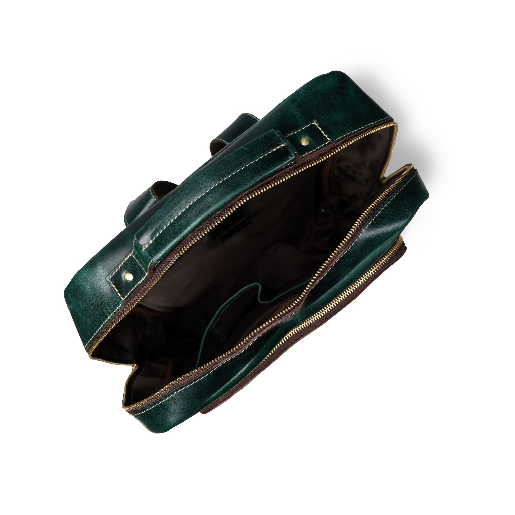 Alpine Vintage Leather Laptop Backpack - Green Colour